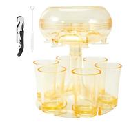 Dispensador de bebidas con 6 vasos de chupito de 45 ml, dispensador de bebidas para fiestas, vertedor de licor, para fiestas en bares de licores, con cepillo y abridor de botellas Gold