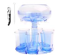 Dispensador de bebidas con 6 vasos de chupito de 45 ml, dispensador de bebidas para fiestas, vertedor de licor, para fiestas en bares de licores, con cepillo y abridor de botellas blue