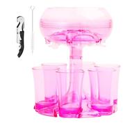 Dispensador de bebidas con 6 vasos de chupito de 45 ml, dispensador de bebidas para fiestas, vertedor de licor, para fiestas en bares de licores, con cepillo y abridor de botellas purple