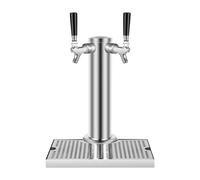 Dispensador de bebidas con grifo, dispensador de vino de acero inoxidable con dos salidas y bandeja de goteo, columna de cerveza, columna de cerveza, torre de cerveza, para bebidas frías, restaurante