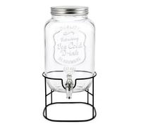 Dispensador de Bebidas de Cristal 8L con Grifo y Soporte Metálico Tarro para Limonada Agua Zumos y Sangría Ideal para Fiestas Barbacoas y Eventos