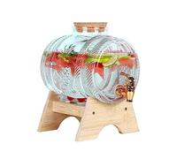 Dispensador de bebidas de vidrio de 5 litros con espiga y soporte de madera, perfecto para fiestas y uso diario, dispensadores de bebidas heladas para dispensar bebidas