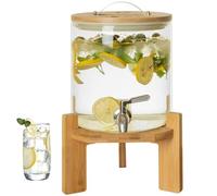 Dispensador De Bebidas De Vidrio, Recipiente Dispensador De Bebidas Con Grifo Y Soporte De Acero Inoxidable, Dispensador De Jugo De Vidrio A Prueba De Fugas Con Tapa, Para Cócteles, Jugo, Agua,1.5L