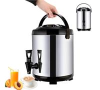 Dispensador de bebidas, Dispensador de agua caliente acero inoxidable 304, calentador caldera, urna café con tapa y grifo, Cubo té la leche, barril aislado(16L)