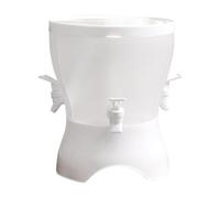 Dispensador de bebidas, jarra de bebidas, recipiente de agua, triple compartimento a prueba de fugas, diseño de espiga giratoria, jugo de té helado, uso de infusión fría, 10.63 x 8.66 pulgadas, blanco