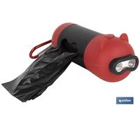 Cofan Dispensador de bolsas para excrementos con linterna LED, 20 bolsas y pilas
