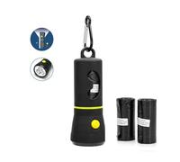 dispensador de bolsas de basura con linterna, portátil, fácil de usar, ideal para acampadas y actividades al aire libre.