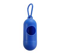Dispensador de bolsas de excremento de perro, caja transportadora portátil de bolsas de basura con clip, soporte de plástico para bolsas de basura de mascotas para caminar y viajar (azul oscuro)
