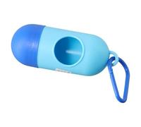 Dispensador de bolsas de excremento de perro, caja transportadora portátil de bolsas de basura con clip, soporte de plástico para bolsas de basura para mascotas, para caminar, viajes (azul claro y