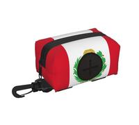 Dispensador de bolsas para excrementos de perro con diseño de bandera de Perú, bolsa pequeña con cremallera y mosquetón