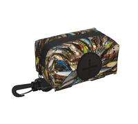 Dispensador de bolsas para excrementos de perro con diseño de cebo de pesca, bolsa pequeña con cremallera y mosquetón