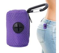 Dispensador de bolsas para excrementos,Dispensador de bolsas de basura con accesorio de correa de tela de malla con cremallera | Soporte portátil para caca de perro, suministros de para mascotas para
