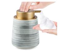 Dispensador de Bomba Botellas de champú líquido for Manos y Platos cerámica Modern Stripe, 25 oz con Bomba Dorada Imprescindibles para el baño(Gray)