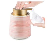 Dispensador de Bomba Botellas de champú líquido for Manos y Platos cerámica Modern Stripe, 25 oz con Bomba Dorada Imprescindibles para el baño(Pink)