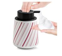 Dispensador de Bomba Dispensador de jabón cerámica con Botella Espuma a Rayas diagonales Bomba Negra for Mano Imprescindibles para el baño(Red)