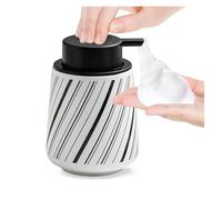Dispensador de Bomba Dispensador de jabón cerámica con Botella Espuma a Rayas diagonales Bomba Negra for Mano Imprescindibles para el baño(Black)