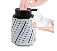 Dispensador de Bomba Dispensador de jabón cerámica con Botella Espuma a Rayas diagonales Bomba Negra for Mano Imprescindibles para el baño(Blue)