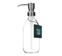 ispensador de Botella con Bomba de Vidrio Transparente Kuishi [250 ml, Bomba de Bronce] Botella dispensadora de jabón de Vidrio ámbar Recargable con Bomba de Acero Inoxidable, ecológica (sin BPA)