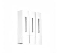 Dispensador de botellas múltiple montado en la pared de 400 ml para productos de baño, incluyendo champú, gel de ducha y acondicionador para el cabello (blanco tres)