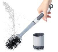 Dispensador de cepillos de inodoro de silicona, cepillo de limpieza montado en la pared con depósito de jabón, baño largo, exfoliante, mango antideslizante, kit de almacenamiento compacto para el