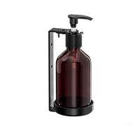 Dispensador de champú y acondicionador con sistema de montaje en pared que combina depósito ABS y base de acero inoxidable (botella de transporte negra)