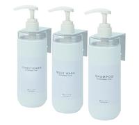 Dispensador de champú y acondicionador GOYISEE, 3 Botellas de plástico con Soportes de Pared, dispensador de jabón para Ducha (White-500ml)