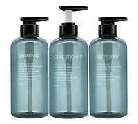 Dispensador de champú y acondicionador Recargable en Paquete de 3, dispensador de jabón vacío de plástico para la Ducha, Conjunto de dispensador de Bomba de Botella de Lavado de Cuerpo