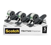 Dispensador de cinta adhesiva Scotch con clip y giro, ideal para envolver regalos, sujeta a escritorios y mesas. F cil de usar, color gris carb n