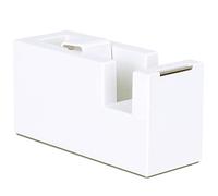 Dispensador de cinta de escritorio, cortador de cinta de silicona antideslizante con base pesada para suministros de oficina, escuela y hogar (blanco puro)