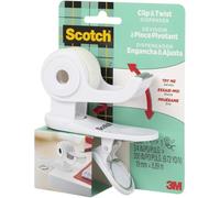 Dispensador de cinta Scotch Clip & Twist C19, blanco + Cinta invisible Scotch Magic, 19 mm x 8,89 m, 1 rollo/paquete
