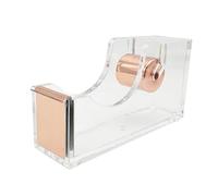 Dispensador de cinta transparente de escritorio, soporte de rollo adhesivo acrílico para hogar, escuela, oficina, álbumes de recortes, manualidades, bricolaje, oro rosa