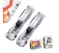 Dispensador De Clips - Herramienta De Encuadernación De 4,53 Pulgadas | Organizador De Grapadora De Empuje De 11,5 Cm - 100 Clips De Carpeta Reutilizables Con Soporte De Clip De PP Transparente Para U