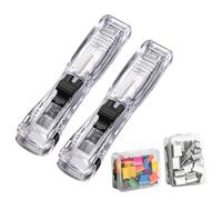 Dispensador de clips | Material de oficina ergonómico con 100 clips, 2 unidades dispensador para grapadora de grapas, para profesores, estudiantes, médicos, trabajadores de oficina, aulas