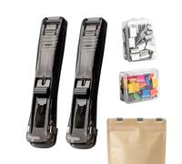 Dispensador de Clips Sujetapapeles | 100 clips incluidos reutilizables - 2 Unidades Grapadora de Pinzas Manual - para Profesores, Estudiantes, Contables, Escritores, Hogar,