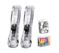 Dispensador de Clips Sujetapapeles - 100 clips incluidos reutilizables | 2 Unidades Grapadora de Pinzas Manual,para Contables, Profesores, Médicos, Escritores, Aula y