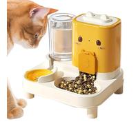 Dispensador de Comida para Gatos - Alimentador Doble 25 x 22 x 25 cm, Cuenco automático de PP Pet, 2 en 1 para Mascotas con diseño de Bebedero | Alimentador Inteligente para cha