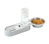 Dispensador de comida y agua para gatos - Juego de cuencos dobles de acero inoxidable, recipiente para beber autollenable | Detalles de construcción metálica duradera, beneficio diario para la