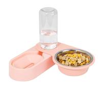 Dispensador de comida y agua para gatos - Juego de cuencos dobles de acero inoxidable, recipiente para beber autollenable | Detalles de construcción metálica duradera, beneficio diario para la