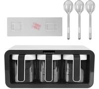 Dispensador de condimentos, caja de condimentos, caja de condimentos, salero, contenedor, montaje en pared, tarros de condimentos de cocina, organizador con cucharas, almacenamiento, macetas de especi
