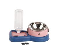 Dispensador de croquetas de Chat automático, Distribuidor de Agua de tazón de Acero de Doble Acero Inoxidable para Animales, refugios ergonómicos elevados para Gatos o Perros