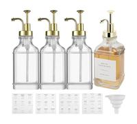 Dispensador de de vidrio - Contenedor de de vidrio transparente | Botella transparente con etiquetas para salsa, ketchup, jabón de manos, cocina, restaurante, bar, botella para café