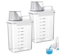 Dispensador de Detergente, 2 Piezas 1800ml de Dosificador de Detergente Hermético con Vaso Medidor, Caja de Almacenamiento de Detergente en Polvo, Dosificador Detergente Lavadora, para Suavizante