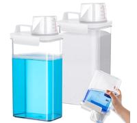 Dispensador de Detergente, 2 Piezas 2300ml Dosificador Detergente Lavadora, Caja de Almacenamiento con Vaso Medidor, Botellas Vacías de Detergente en Polvo, Organizador de Cereales, para Lavadero