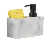 Dispensador de detergente dispensador de jabón con organizador de esponja, superficie de mármol, bomba de almacenamiento de jabón de cocina, soporte tipo prensa de gran capacidad para fregadero, baño