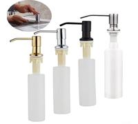 Dispensador de detergente para fregadero de cocina, 500 ml, para jabón líquido y loción, diseño de fácil recarga (plata)