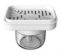 Dispensador de detergente para lavavajillas de 280 ml con función de prensa simple y construcción de vidrio transparente para observación de nivel de jabón en tiempo real (blanco)