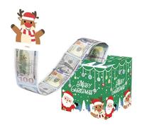 Dispensador de dinero navideño, hucha navideña para efectivo,Caja de efectivo con tarjeta Pull - Caja de almacenamiento de efectivo navideña con 50 bolsas, decoraciones para fiestas, soporte para dine