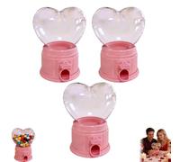 Dispensador de dulces en forma de corazón, máquina de dulces pequeña para recuerdos de fiesta, ideal para amigos, familiares, profesores y regalos de intercambio de día de San Valentín (rosa, 3 piezas