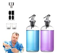 Dispensador De Enjuague Bucal: Juego De Botellas De Vidrio para Enjuague Bucal De 16 Oz con Boquillas Vertedoras, Embudo De Acero Inoxidable, 2 Vasos De Chupito Y Etiquetas, Botellas Dispensadoras De