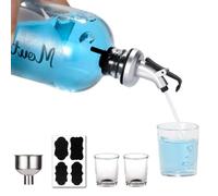 Dispensador De Enjuague Bucal - Juego De Botellas De Vidrio Para Enjuague Bucal De 16 Oz Con Boquillas Vertedoras, Embudo De Acero Inoxidable, 2 Vasos De Chupito Y Etiquetas, Botellas Dispensadoras De